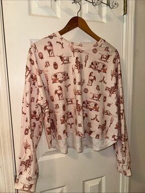 Rock & Roll Range Punchy Western Cropped Sweatshirt NWOT